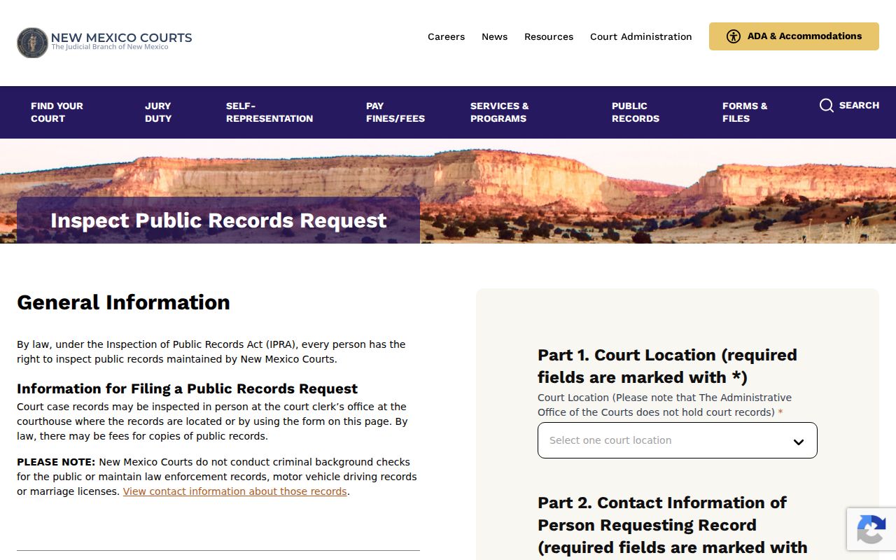 Mora County criminal court records IPRA request form