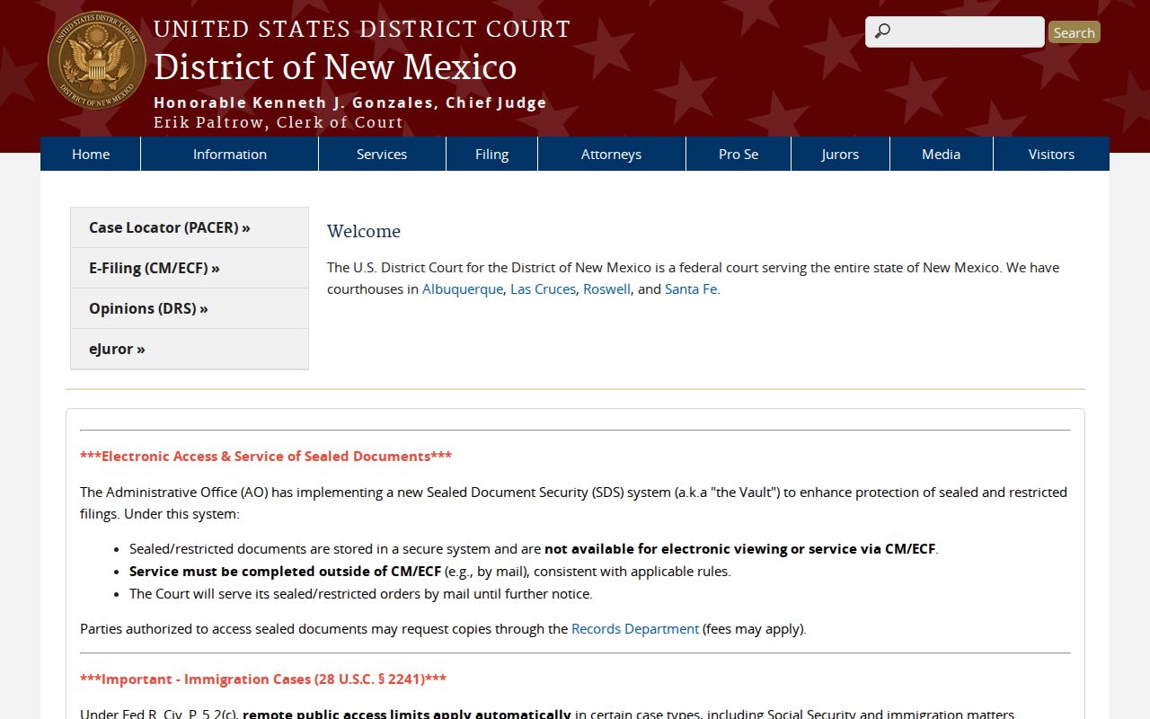 Federal Mora County criminal record source for the District of New Mexico